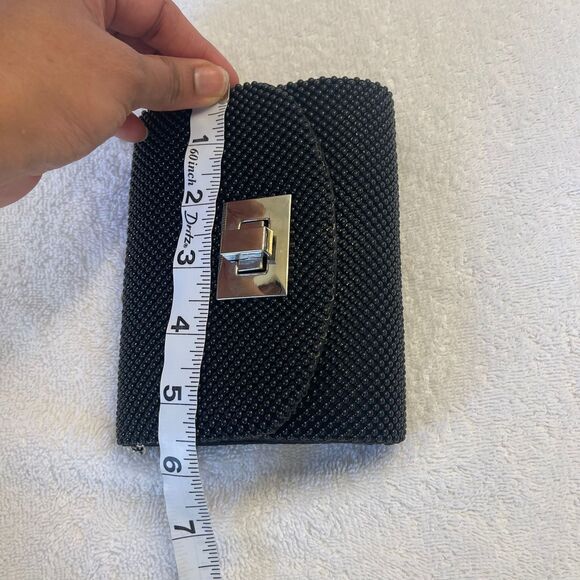 Vintage La Regale Women's Clutch Black Purse Beaded Crossbody Evening Bag - Picture 3 of 8